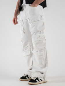 Jeans baggy con tasconi ZA45-BB15 Bianco (3)