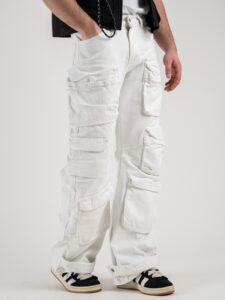 Jeans baggy con tasconi ZA45-BB15 Bianco (4)
