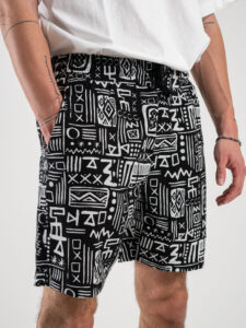 ONLY&SONS Bermuda misto lino in fantasia BOLD 22029302 Black1