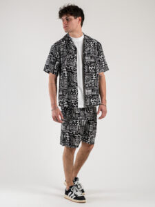 ONLY&SONS Camicia MM in misto lino in fantasia BOLD 22028514 Black5