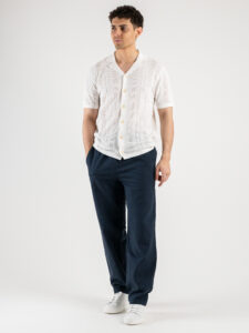 ONLY&SONS Pantalone in misto lino loose fit con coulisse in vita SINUS 22028267 Dark Navy (2)