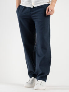 ONLY&SONS Pantalone in misto lino loose fit con coulisse in vita SINUS 22028267 Dark Navy (3)