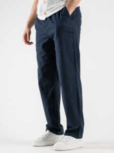 ONLY&SONS Pantalone in misto lino loose fit con coulisse in vita SINUS 22028267 Dark Navy (4)