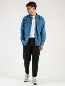 OVER-D Camicia denim con colletto mod. RODEO OE1S2S4C32 Indaco (1)