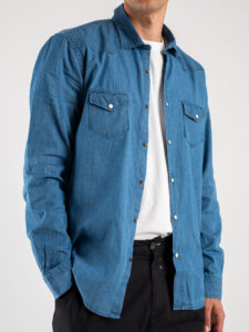 OVER-D Camicia denim con colletto mod. RODEO OE1S2S4C32 Indaco (2)