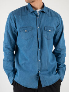 OVER-D Camicia denim con colletto mod. RODEO OE1S2S4C32 Indaco (4)