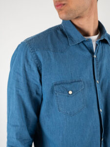 OVER-D Camicia denim con colletto mod. RODEO OE1S2S4C32 Indaco (5)