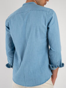 OVER-D Camicia denim con collo alla coreana OE1S2S4C33 Indaco (1)