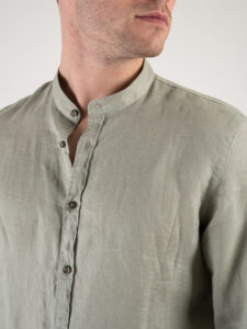 OVER-D Camicia in lino con collo coreana OE1S2S4C47 Salvia (1)