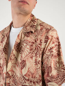 OVER-D Camicia viscosa a MM in fantasia con collo bowling OE1S2S4C01 Terra Bruciata (1)