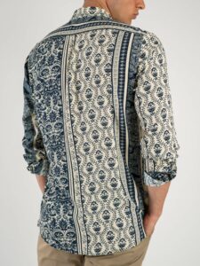OVER-D Camicia viscosa con collo francese in fantasia OE1S2S4C05 Nera (4)