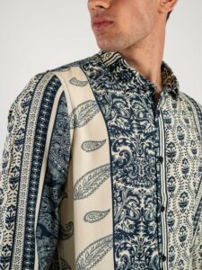OVER-D Camicia viscosa con collo francese in fantasia OE1S2S4C05 Nera (5)