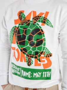 PABLIC Felpa girocollo in cotone con stampa frontale turtles 2433365 Bianco (3)