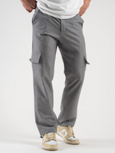 Pantalone leggero con tasca laterale e gamba morbida 3349 Grigio (3)
