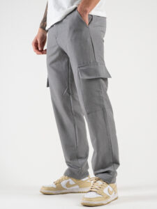Pantalone leggero con tasca laterale e gamba morbida 3349 Grigio (4)