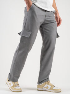 Pantalone leggero con tasca laterale e gamba morbida 3349 Grigio (5)