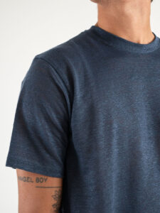 ALTATENSIONE T-shirt basica in puro lino APF16 Blu (1)