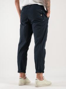 BERNA Pantalaccio da abito in misto lino 243403 Blu (1)
