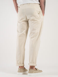 BERNA Pantalaccio da abito in misto lino 243403 Panna (1)