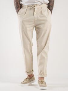 BERNA Pantalaccio da abito in misto lino 243403 Panna (3)