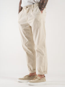 BERNA Pantalaccio da abito in misto lino 243403 Panna (4)