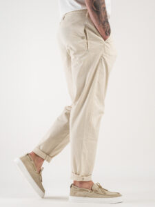 BERNA Pantalaccio da abito in misto lino 243403 Panna (6)
