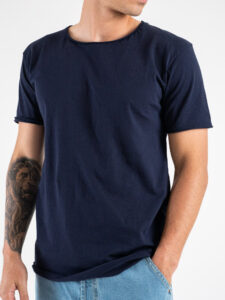 BLACK SUNDAY T-shirt basica in cotone a taglio vivo con fondo stondato DNP005 Blu (3)