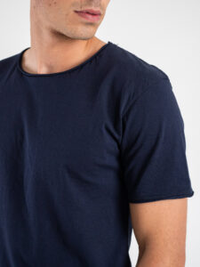 BLACK SUNDAY T-shirt basica in cotone a taglio vivo con fondo stondato DNP005 Blu (4)