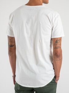 BLACK SUNDAY T-shirt basica in cotone a taglio vivo con fondo stondato DNP005 Panna (1)