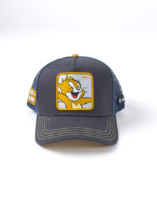 CAPSLAB Cappellino grigio con cuciture gialle e patch grigio chiaro JERRY (1)