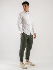 Camicia basica in cotone con collo coreana MERY Bianca (2)