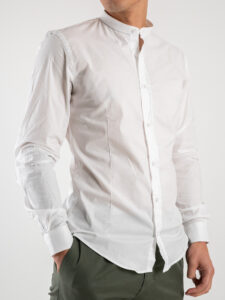 Camicia basica in cotone con collo coreana MERY Bianca (3)