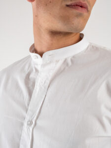 Camicia basica in cotone con collo coreana MERY Bianca (4)