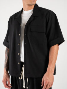 Coordinato con camicia bowling mm + Pantalone con coulisse CAM1000 Nero (3)