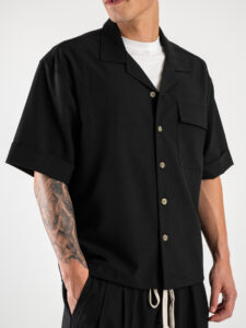 Coordinato con camicia bowling mm + Pantalone con coulisse CAM1000 Nero (4)
