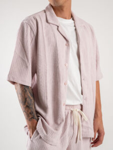 Coordinato corto con camicia bowling mm + Bermuda con coulisse L815016 Rosa (3)