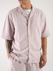 Coordinato corto con camicia bowling mm + Bermuda con coulisse L815016 Rosa (5)