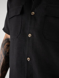 Coordinato corto con camicia mm + bermuda con coulisse FMT Nero (7)