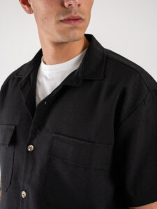 Coordinato corto con camicia mm + bermuda con coulisse FMT Nero (8)