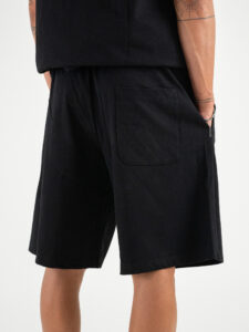 Coordinato corto con t-shirt over + Bermuda con coulisse L815003 Nero (1)