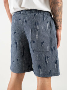 Coordinato corto effetto jeans rovinato con camicia crooped mm + Bermuda con coulisse C823 Denim (1)