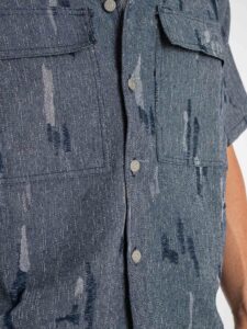 Coordinato corto effetto jeans rovinato con camicia crooped mm + Bermuda con coulisse C823 Denim (6)