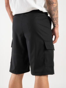 Coordinato in ecopelle leggera ed elasticizzata con camicia mm + Bermuda con tasconi CAM7733 Nero (1)
