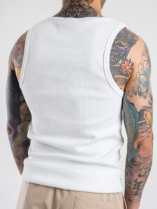 MOD Canotta in cotone a costine DNP017 Bianco (1)
