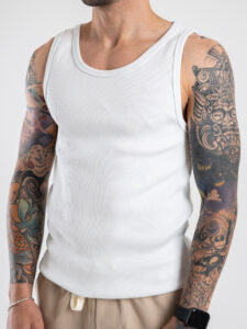 MOD Canotta in cotone a costine DNP017 Bianco (3)