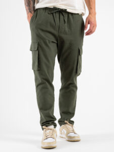 ONLY&SONS Pantalone cargo in misto lino con coulisse LINUS 22028268 Olive Night (2)
