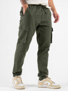 ONLY&SONS Pantalone cargo in misto lino con coulisse LINUS 22028268 Olive Night (4)