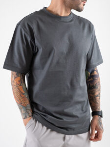 ONLY&SONS T-shirt basica over in cotone FRED 22022532 Grey Pinstripe (3)