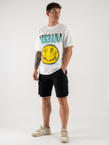 ONLY&SONS T-shirt over in cotone con stampa NIRVANA 22029524 Cloud Dancer (2)