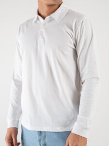 OVER-D Polo manica lunga in cottone premium OE1S2S4O03 Bianca (2)
